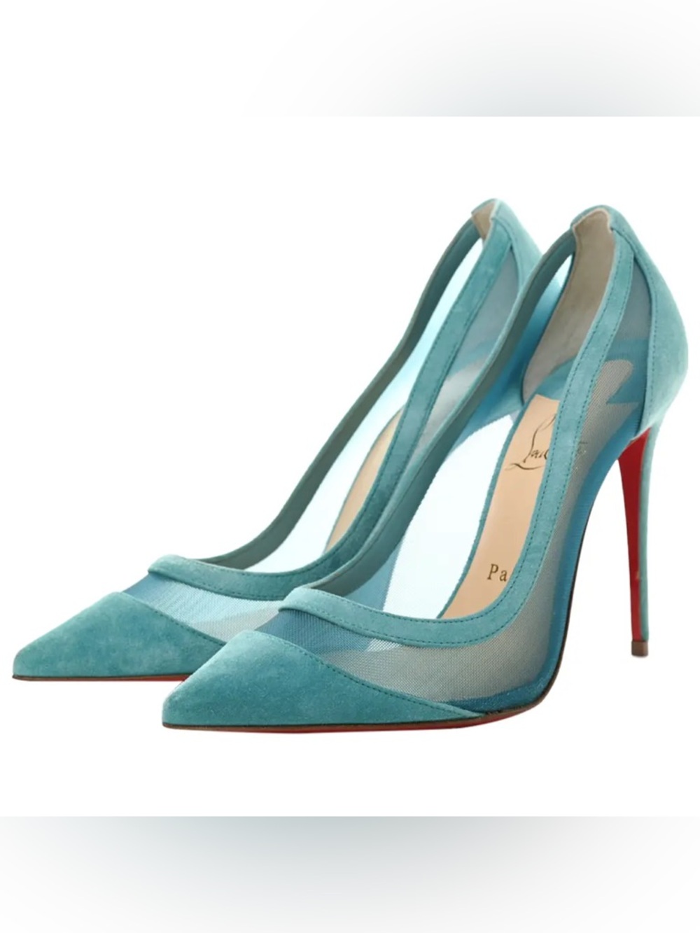 Christian Louboutin blue Galativi suede mesh Pumps Sz 38 (US 7.5) 100cm NEW